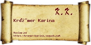 Krámer Karina névjegykártya
